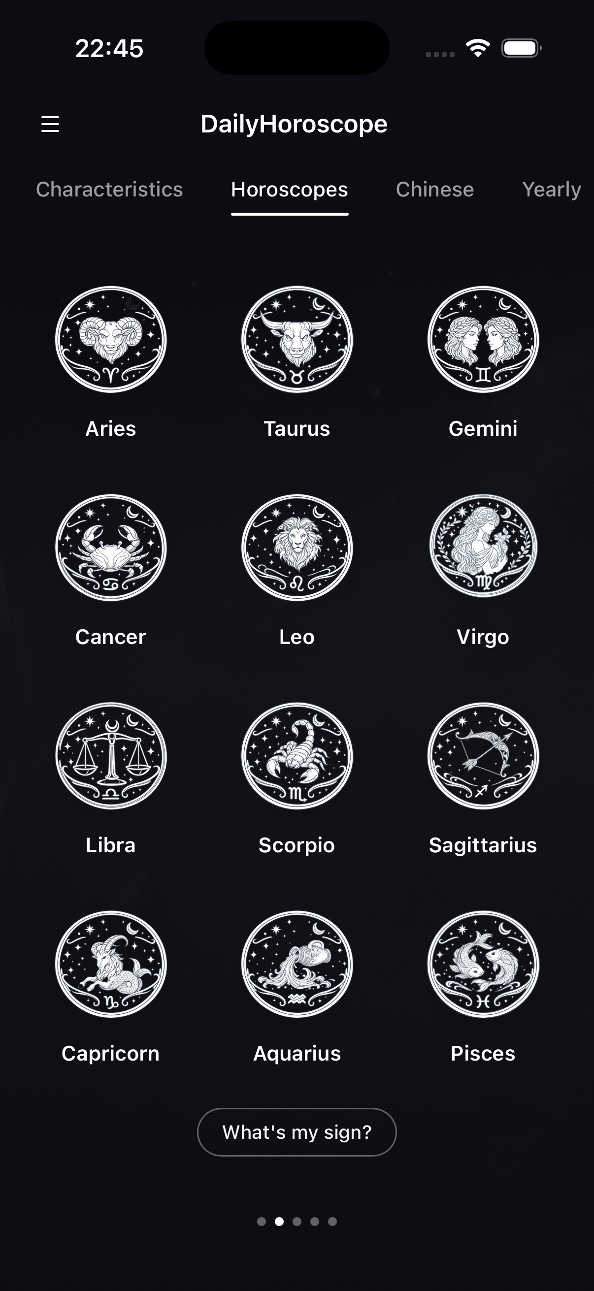 Daily horoscope home screen